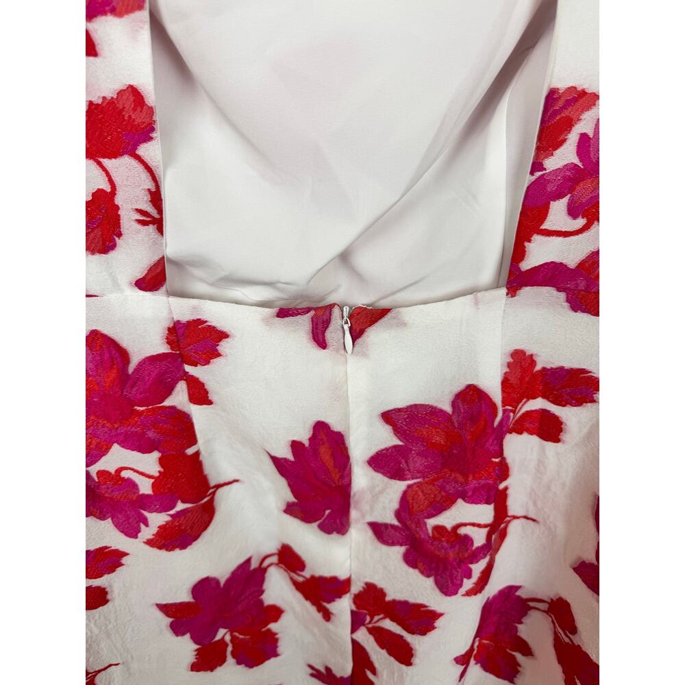 Entro Women's White & Pink Floral Puff Sleeve Open Back Mini Dress Size Large - Picture 9 of 11